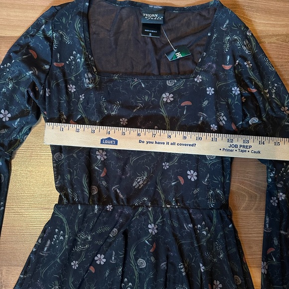 Thorn & Fable Mushroom Vines Mesh Dress With Bell Sleeves - Picture 5 of 10
